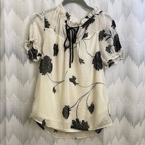 Floral Black and White Women's Top